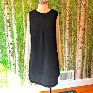 Mossimo Color Block Black & White Shift Dress with Front Pleat